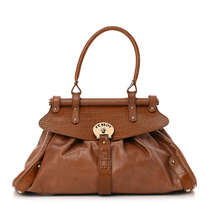 Fendi Lambskin Crocodile Embossed Medium Magic Bag Honey 1 of 18