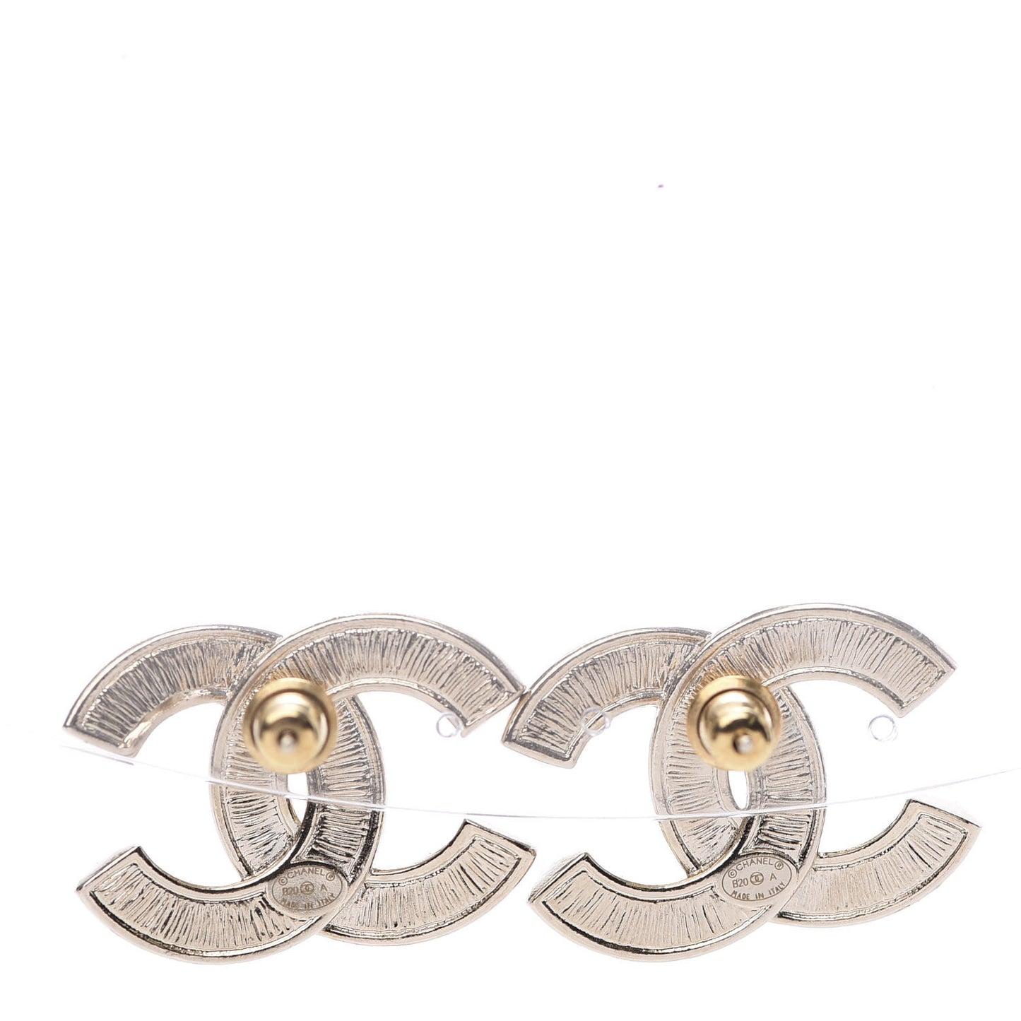 Crystal Pearl Chain Mania CC Earrings Gold