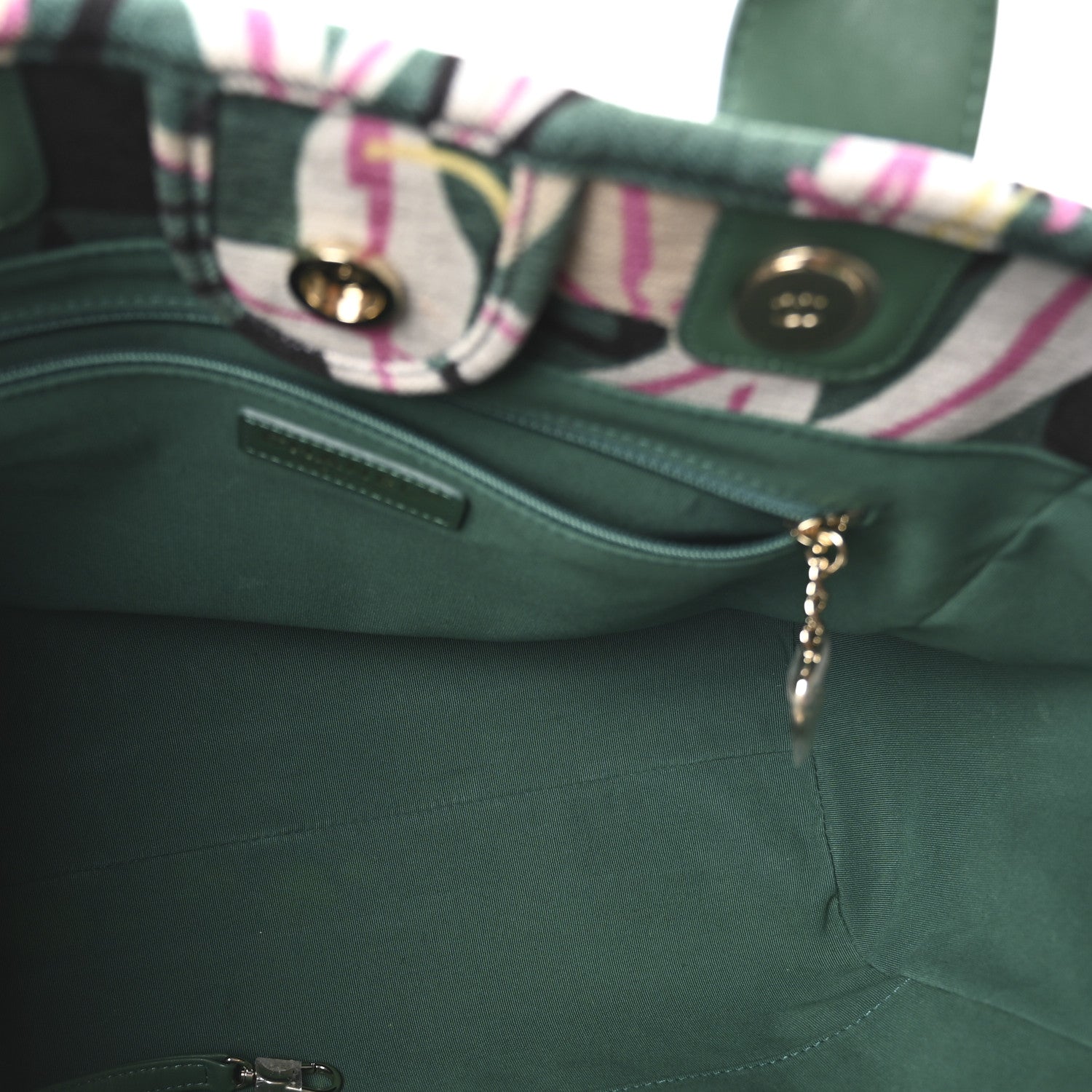 Chanel Velvet Calfskin Beaded Small Deauville Tote Pink Green Black 6 of 12