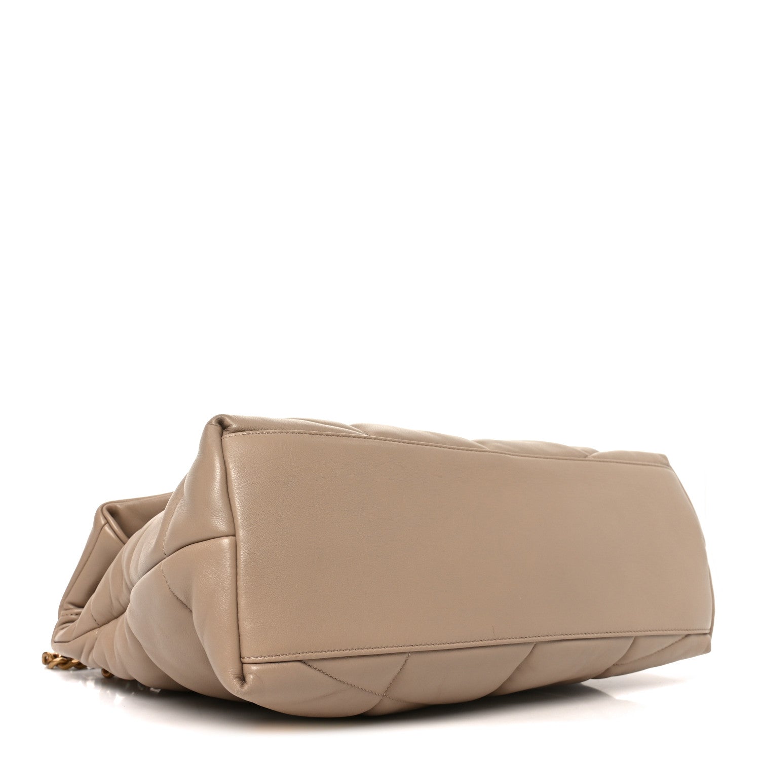 Saint Laurent Lambskin Quilted Small Loulou Puffer Monogram Chain Satchel Dark Beige 4 of 10
