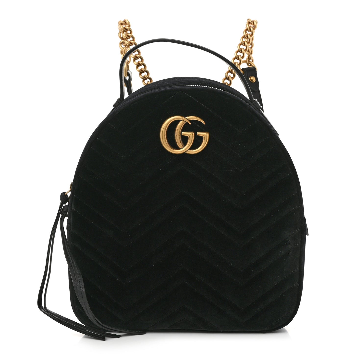 Velvet Matelasse GG Marmont Dome Backpack Black