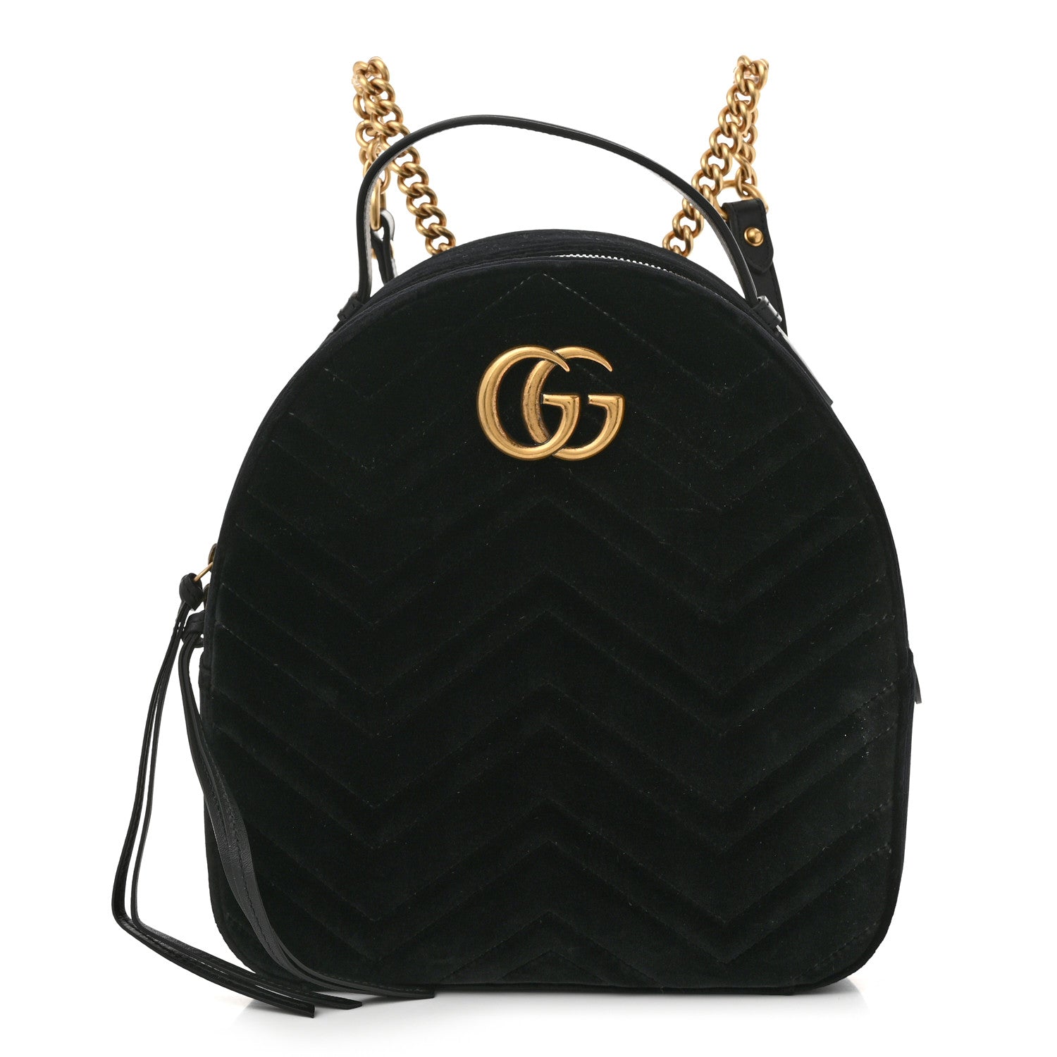 Gucci Velvet Matelasse GG Marmont Dome Backpack Black 1 of 10