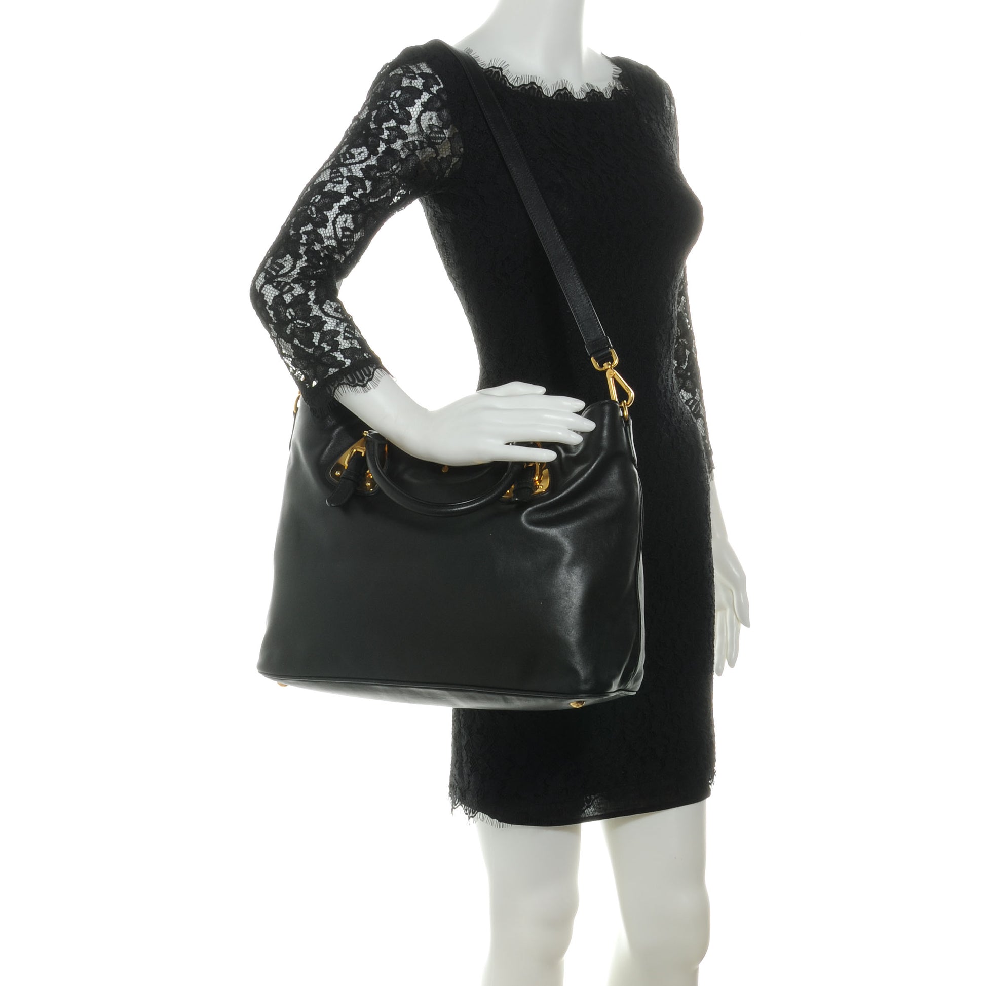 Prada Soft Calf Tote Black 2 of 8