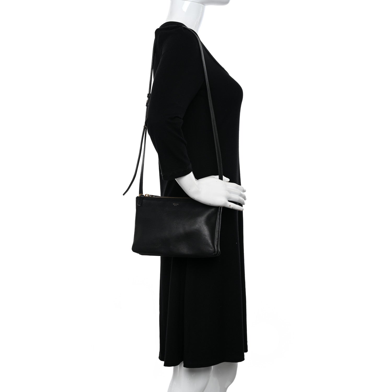 Celine Lambskin Small Trio Crossbody Bag Black 2 of 16