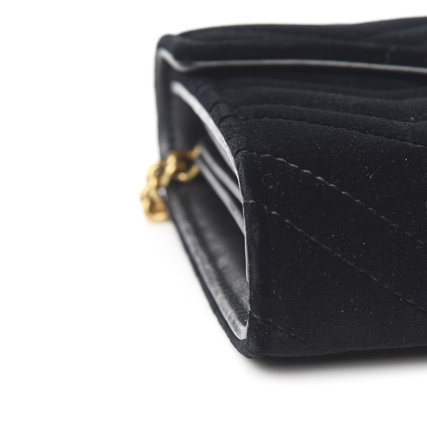 Velvet Matelasse GG Marmont Chain Wallet Black