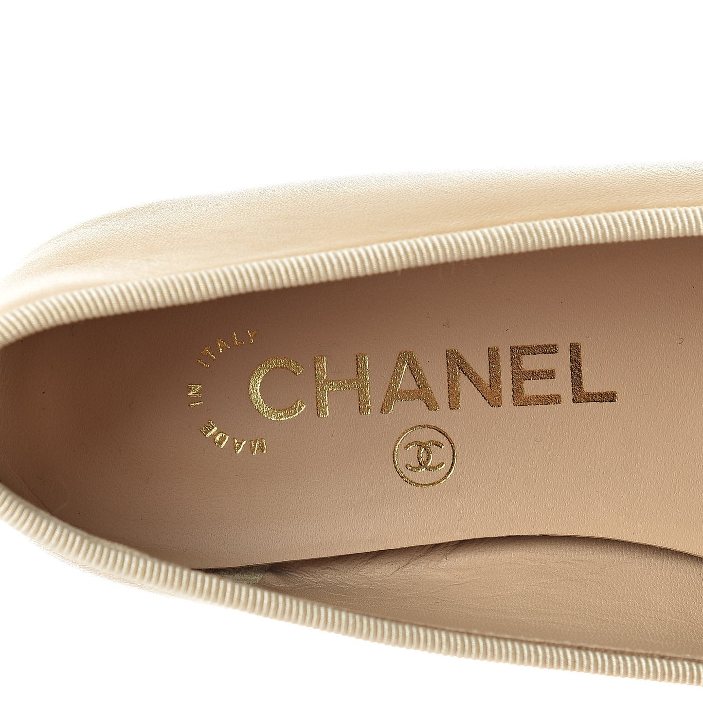 Lambskin Cap Toe CC Ballerina Flats 36 Beige Black