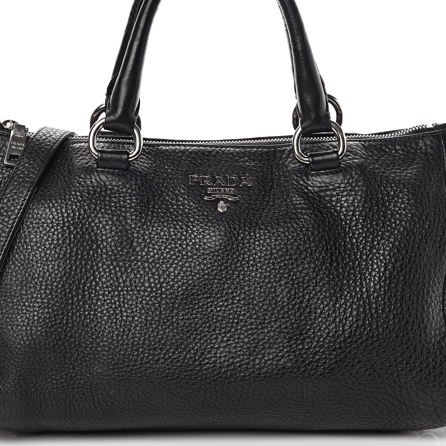 Prada Vitello Daino Shopping Satchel Black 6 of 9