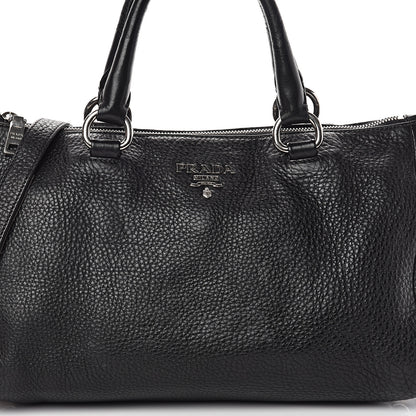 Prada Vitello Daino Shopping Satchel Black 6 of 9