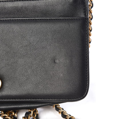 Chanel Calfskin Quilted Chain Around Boy Wallet On Chain WOC Black 9 of 15
