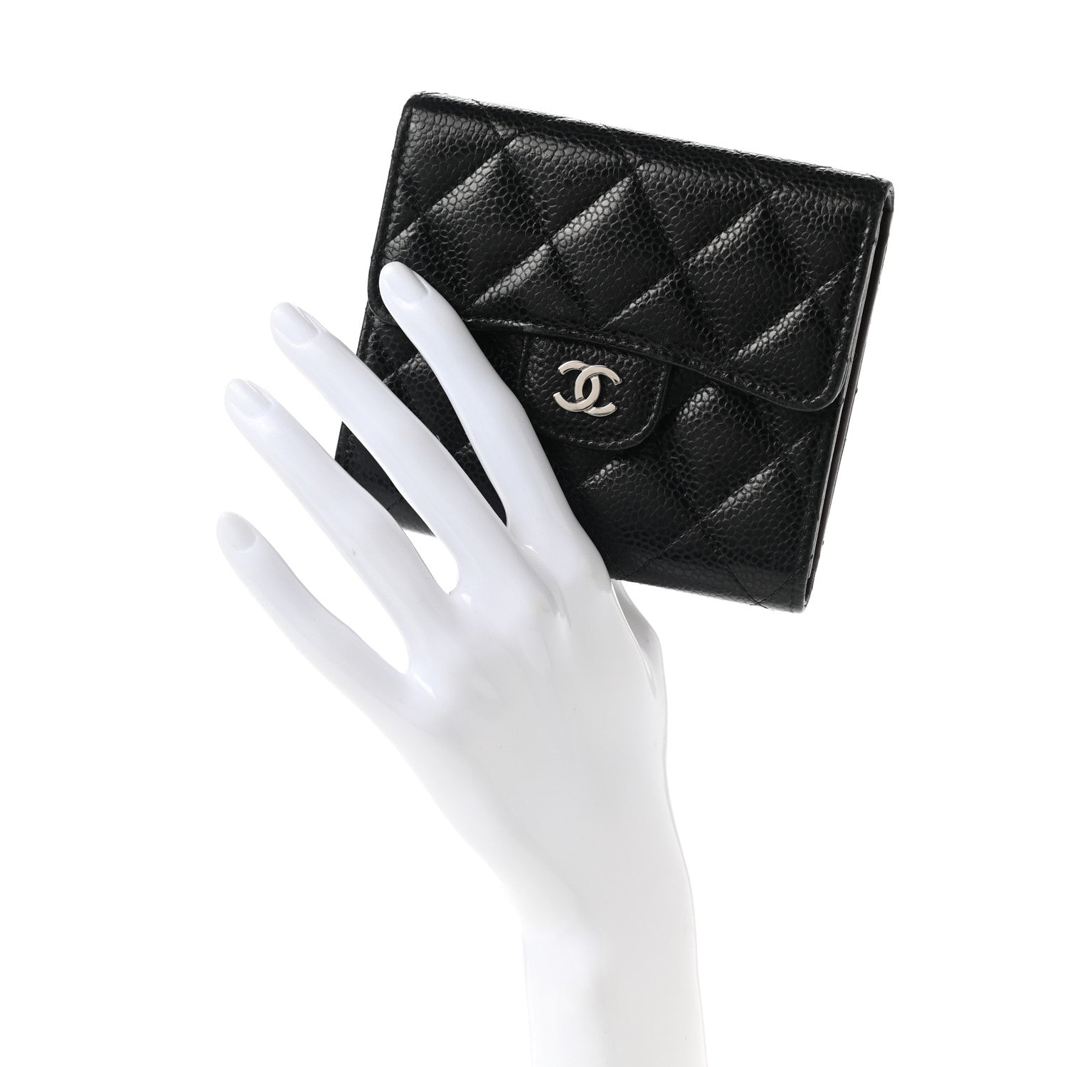 Chanel Caviar Quilted Compact Flap Wallet Black 2 of 8