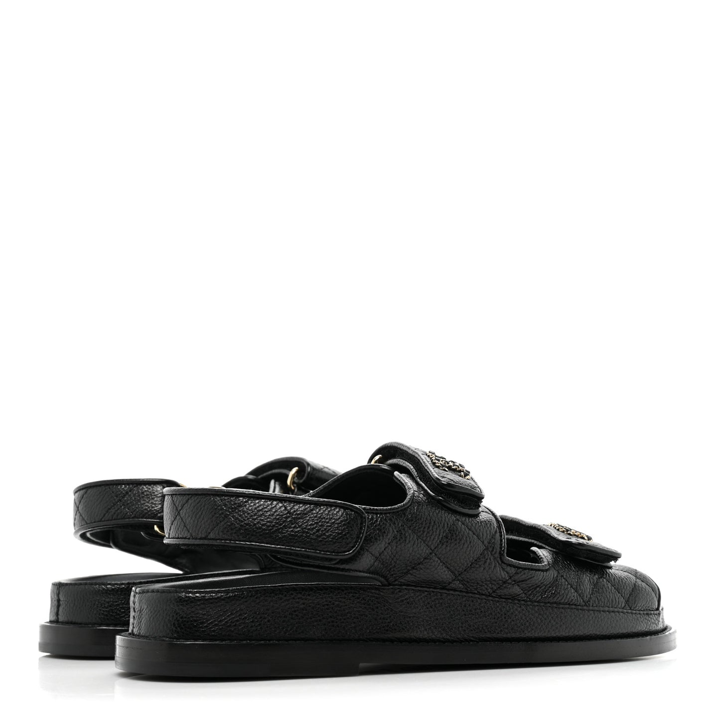 Grained Calfskin Velcro Dad Sandals 37.5 Black