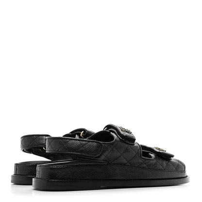 Chanel Grained Calfskin Velcro Dad Sandals 37.5 Black 5 of 9