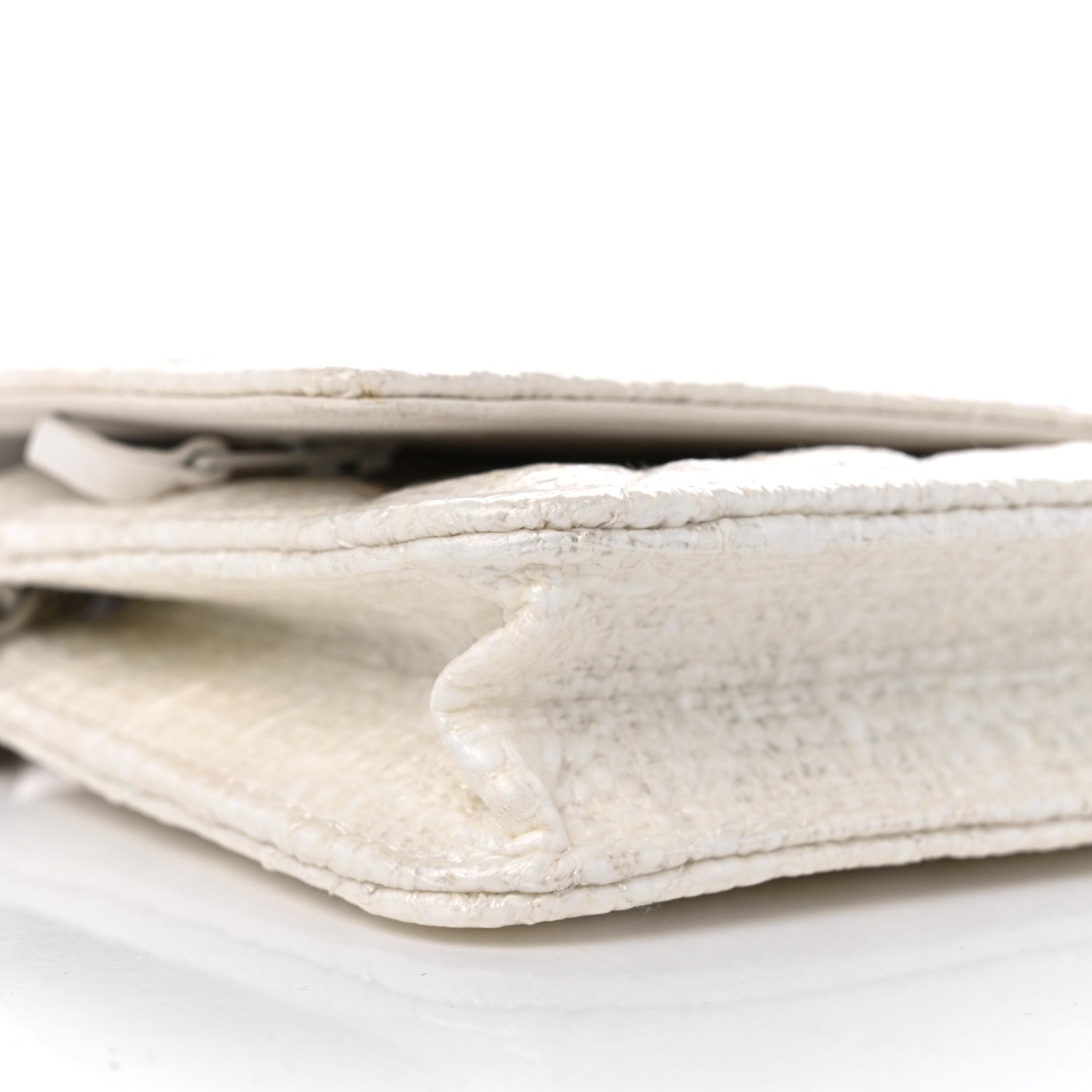 Chanel Tweed Quilted Wallet on Chain WOC White 10 of 11