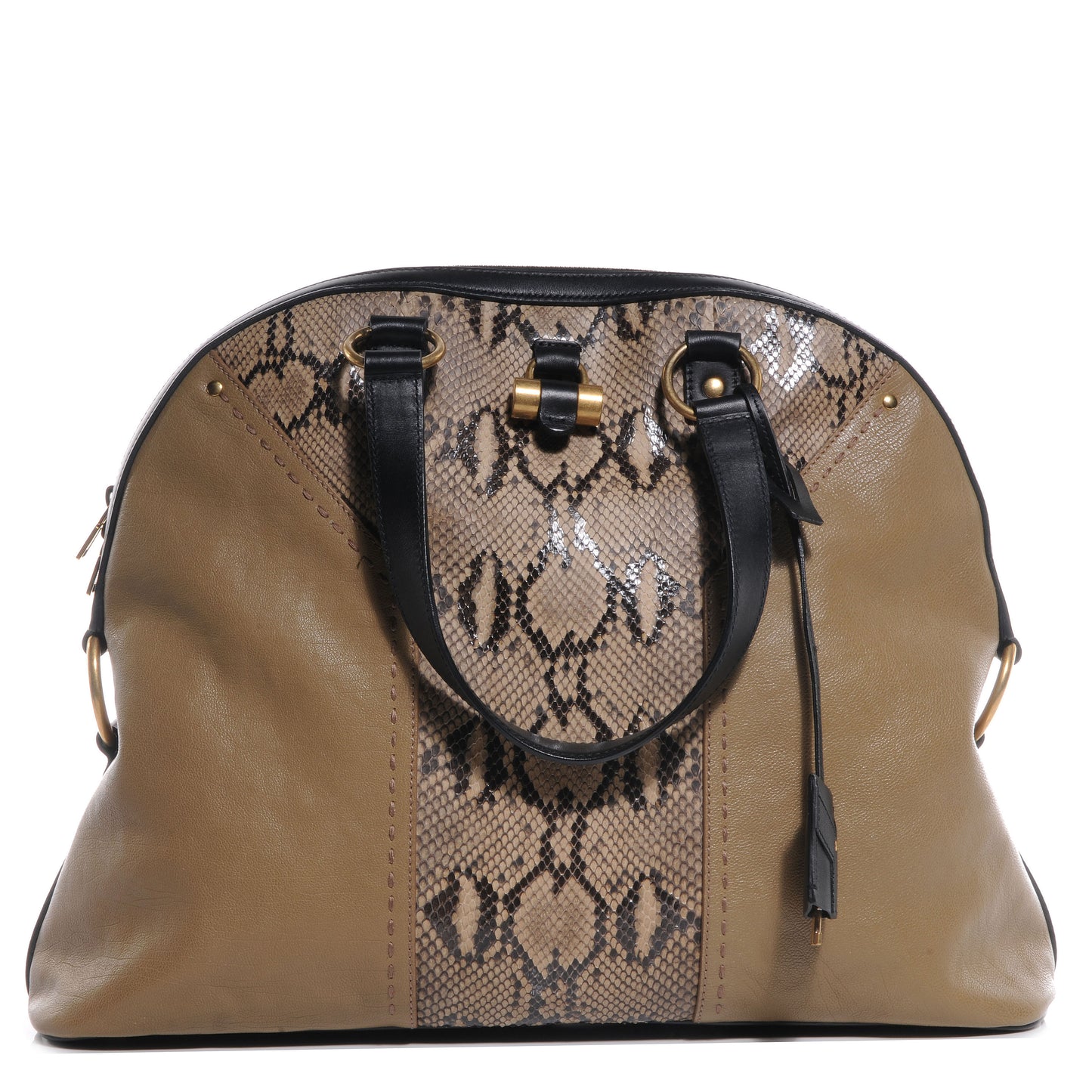 Python Oversized Muse Satchel Beige