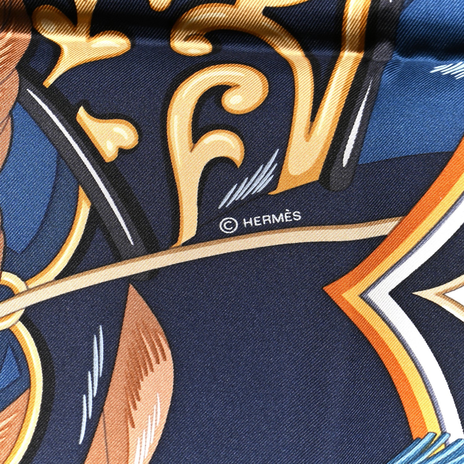 Hermes Silk Harnais De Coeur Scarf 90 Marine Fonce Mordore 4 of 4