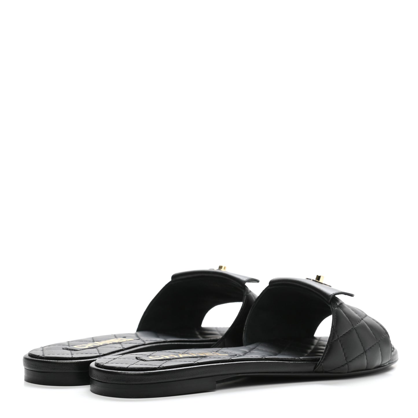 Lambskin Quilted CC Turnlock Sandals 40 Black