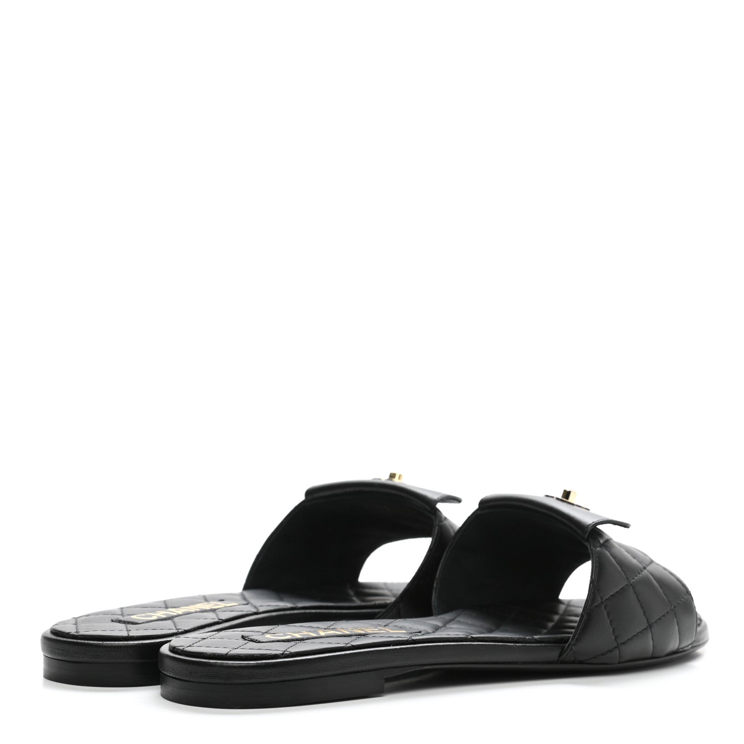 Chanel Lambskin Quilted CC Turnlock Sandals 40 Black 4 of 9