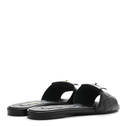 Chanel Lambskin Quilted CC Turnlock Sandals 40 Black 4 of 9