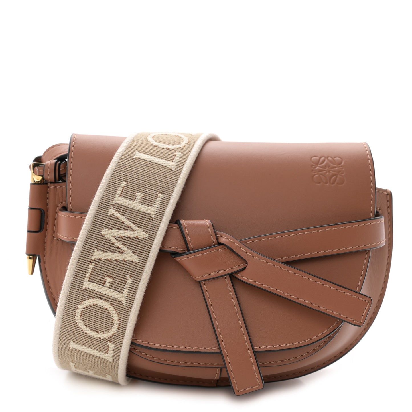 Calfskin Jacquard Mini Gate Dual Bag Tan
