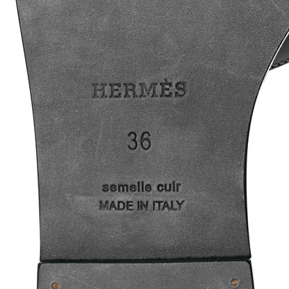 Hermes Box Calfskin Oran Sandals 36 Black 6 of 9