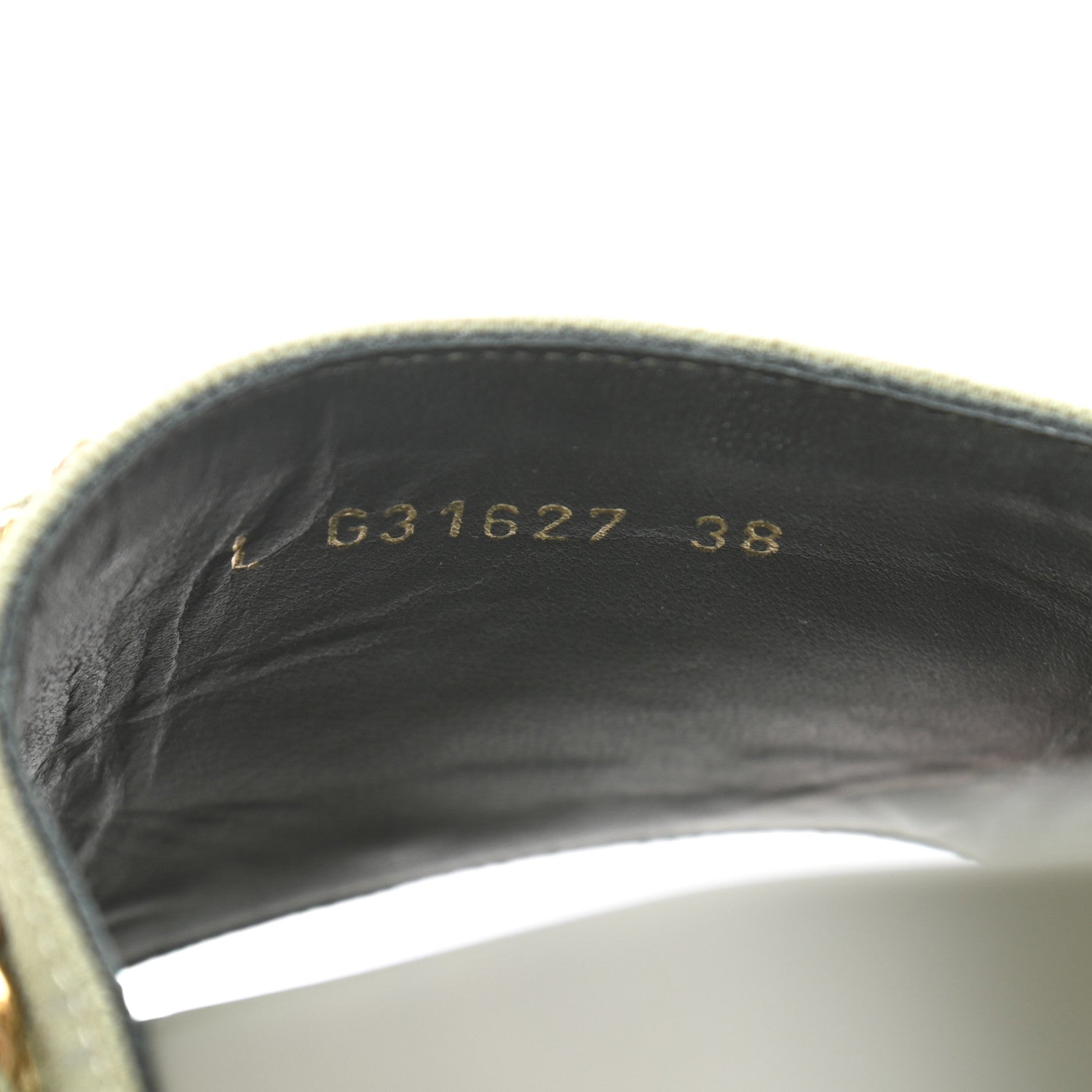 Chanel Canvas Chain Flat Sandals 38 Khaki 8 of 10