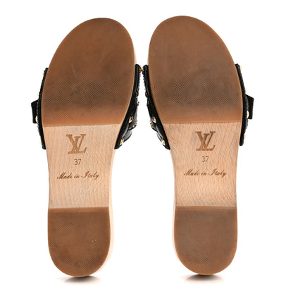 Louis Vuitton Calfskin Monogram Cottage Mules 37 Black 6 of 10