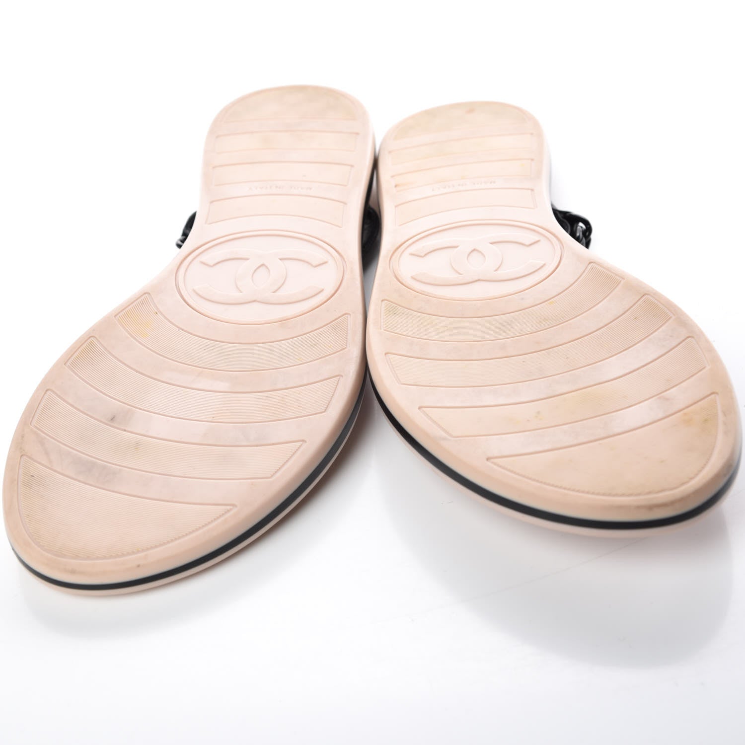 Chanel Calfskin Quilted Chain Thong Sandals 38 Black 12 of 14