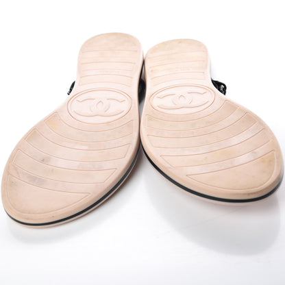 Chanel Calfskin Quilted Chain Thong Sandals 38 Black 12 of 14