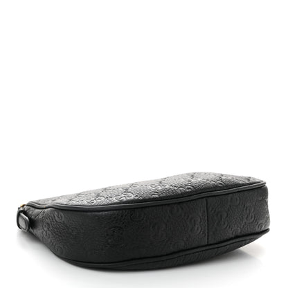 Gucci GG Grainy Calfskin Emblem Small Half Moon Shoulder Bag Black 4 of 10