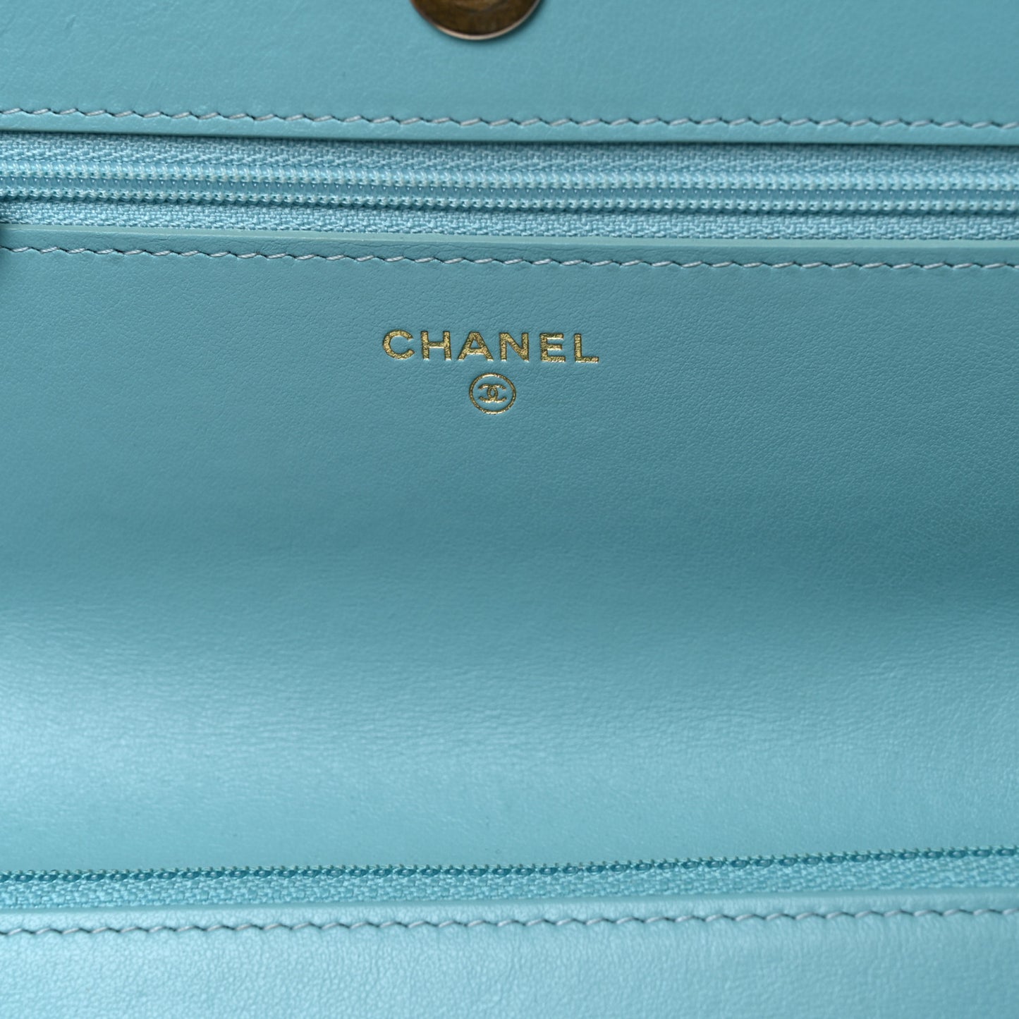 Denim Quilted Chanel 19 Wallet On Chain WOC Neon Blue