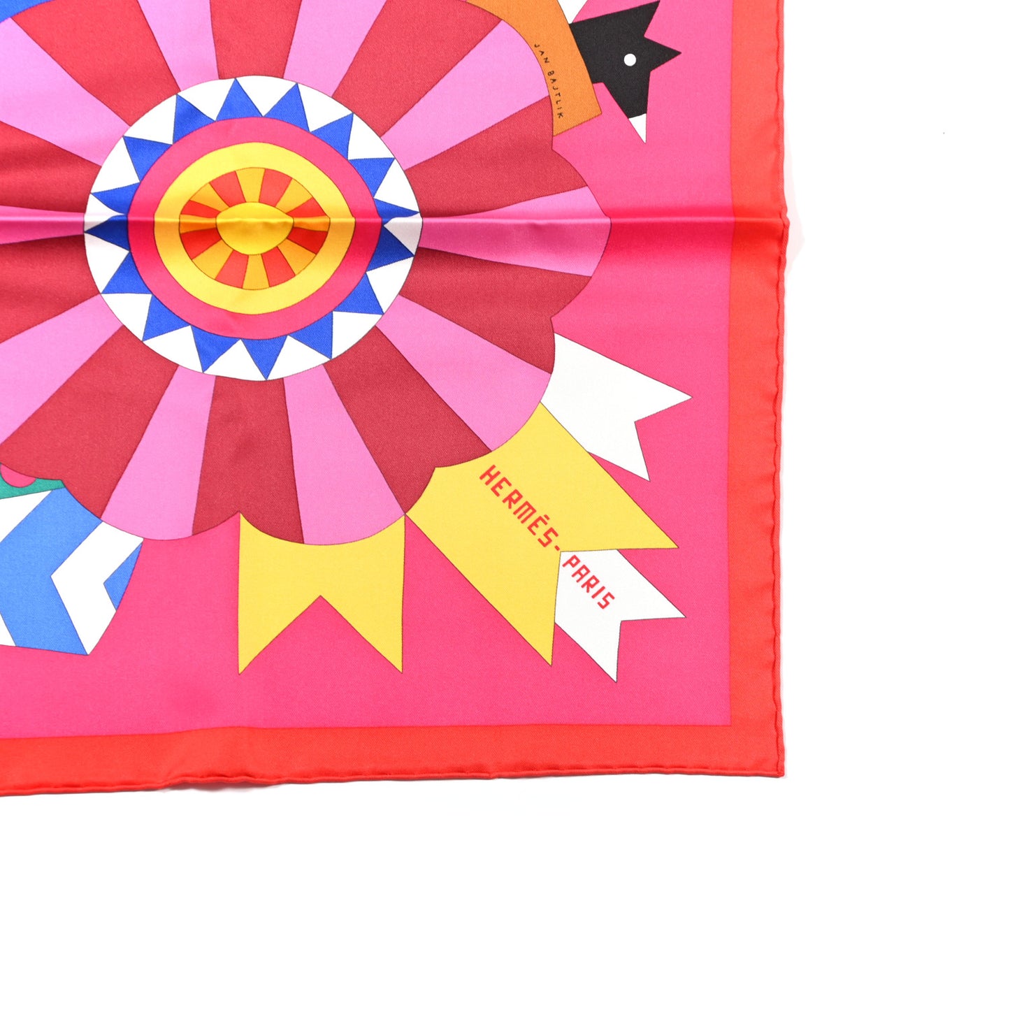 Silk Cheval De Fete Scarf 90 Fuchsia Rouge Multicolor