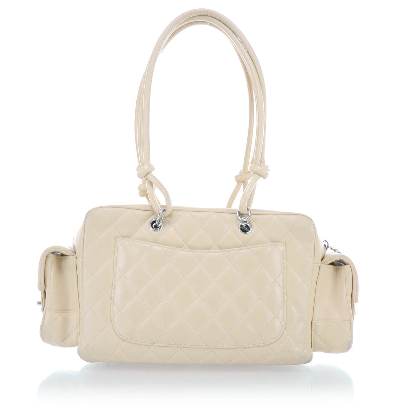 Calfskin Quilted Small Cambon Multipocket Reporter Beige