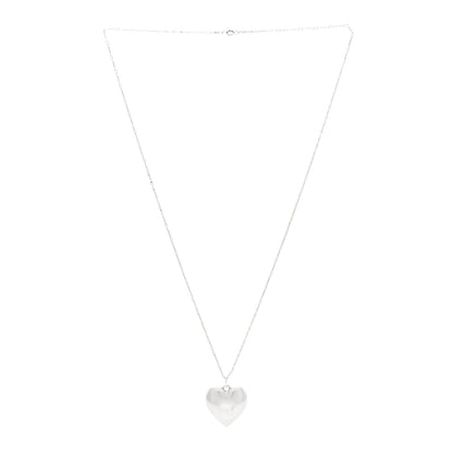 Tiffany Sterling Silver Puffed Heart Pendant Link Necklace 3 of 5
