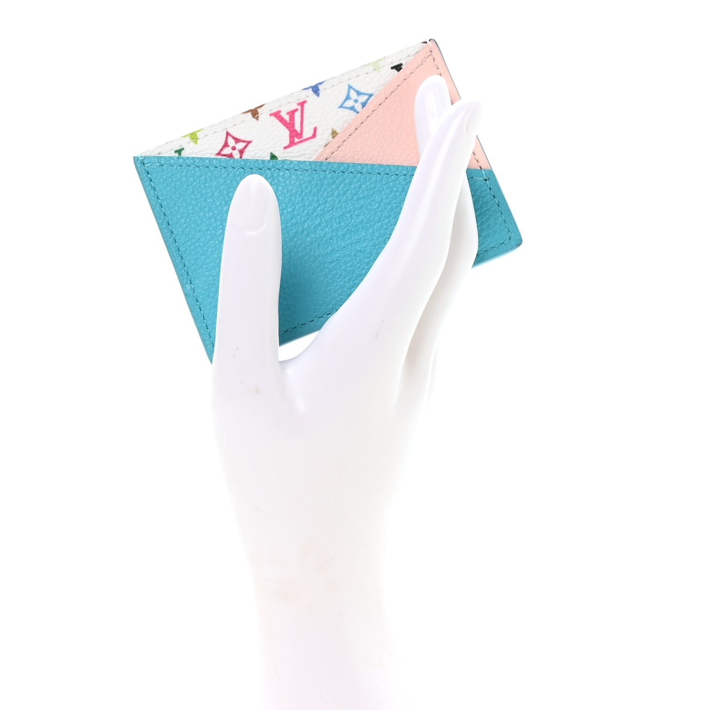 LV X TM Monogram Multicolor Criss-Cross Card Holder Kabira Blue Rose