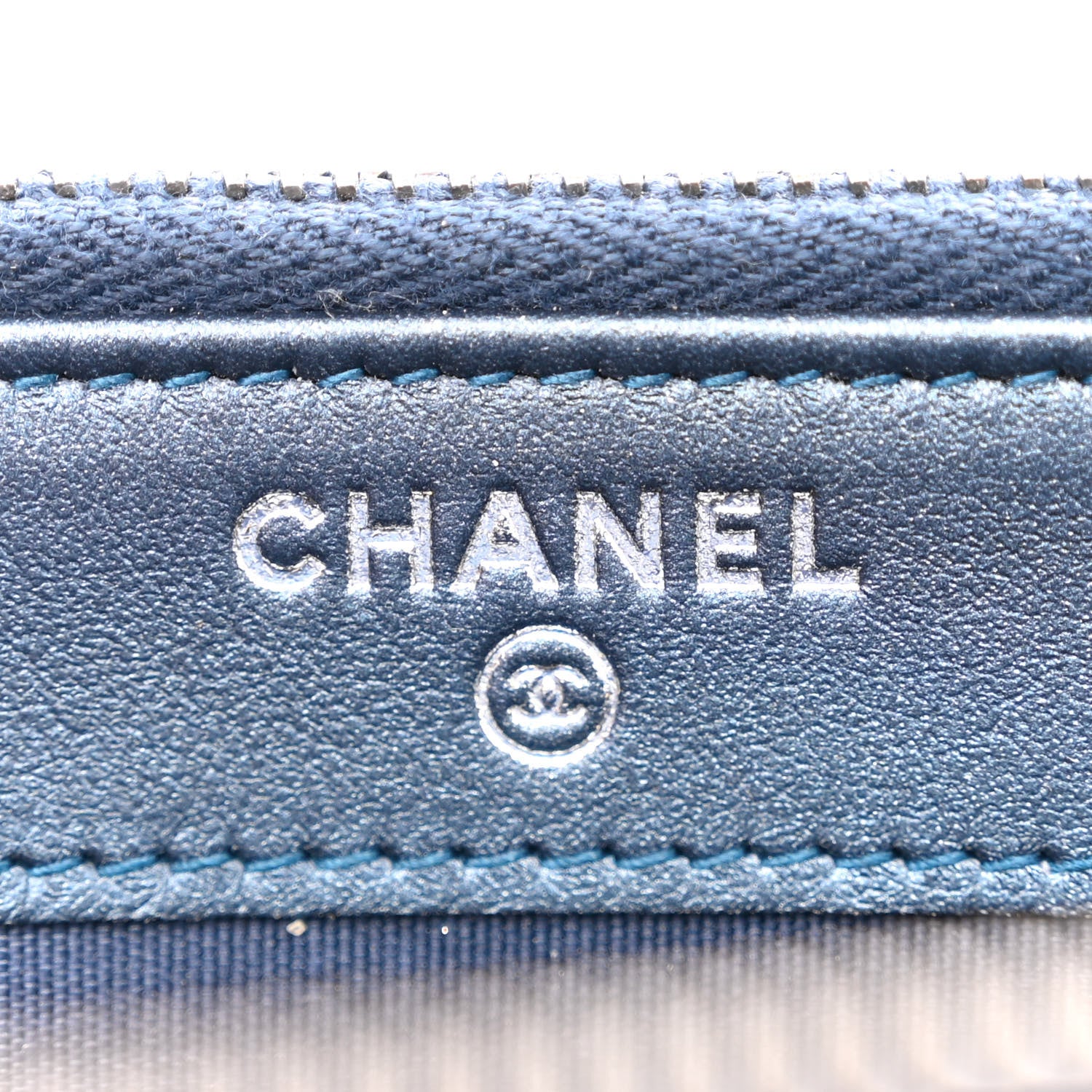 Chanel Metallic Caviar Quilted Small Boy Clutch With Chain Navy 7 of 13