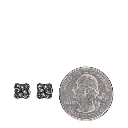 David Yurman Sterling Silver Diamond Midnight Melange Quatrefoil Earrings 2 of 5