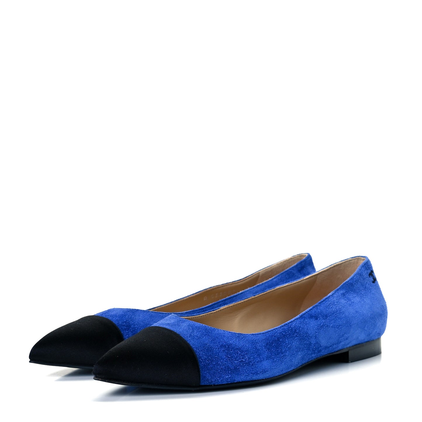 Suede Satin Cap Toe Gabrielle Ballerina Flats 39 Royal Blue Black