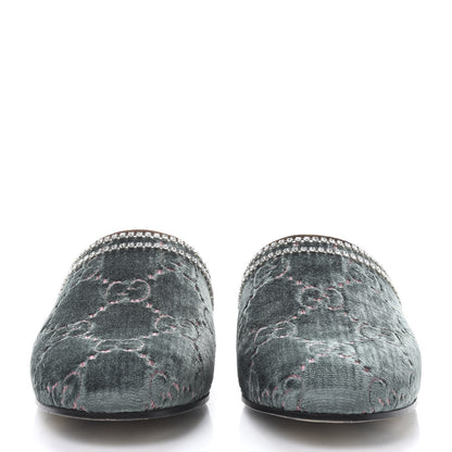Gucci Velvet GG Monogram Crystal Womens Slippers 41 Avio Dusty Pink Vintage Cocoa 2 of 7