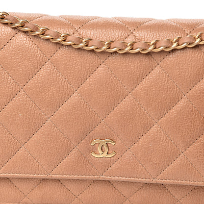 Chanel Letter Calfskin Embossed Quilted Wallet On Chain WOC Beige 15 of 15