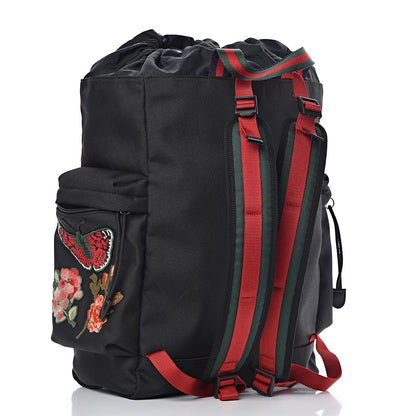 Gucci Techno Canvas Web L'Aveugle Par Amour Embroidered Drawstring Backpack Black 3 of 10