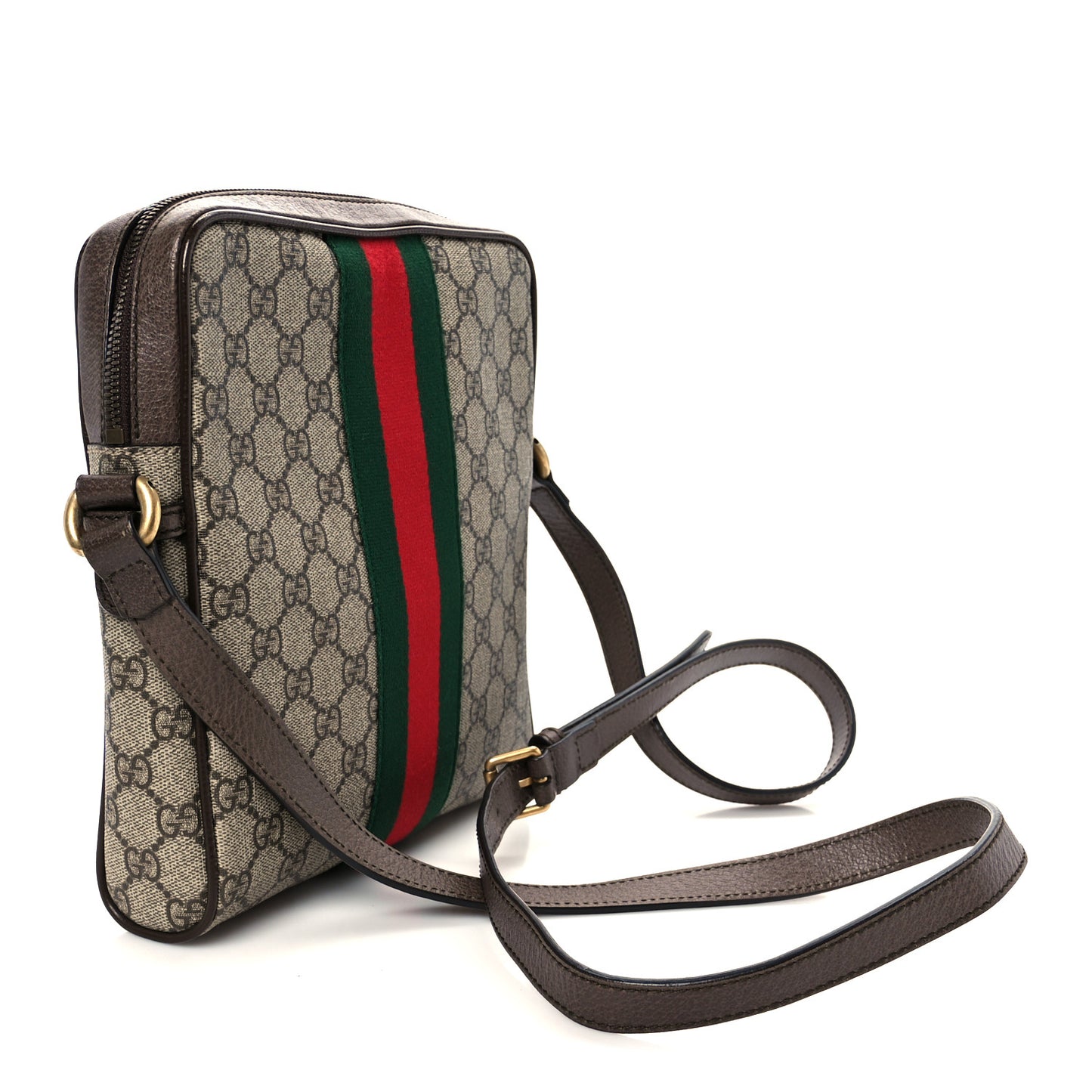 GG Supreme Monogram Web Small Ophidia Messenger Bag Brown