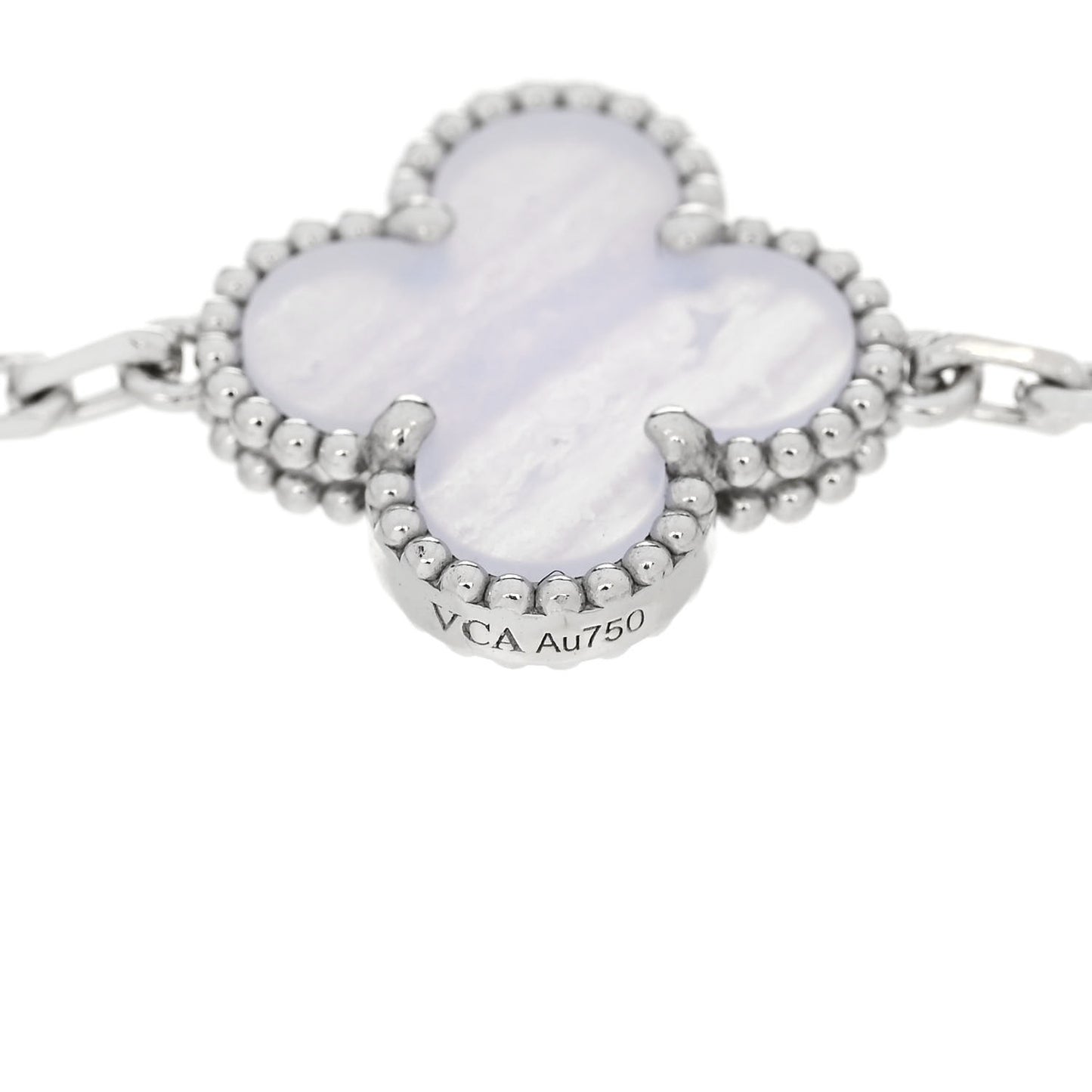 18K White Gold Chalcedony 5 Motifs Vintage Alhambra Bracelet