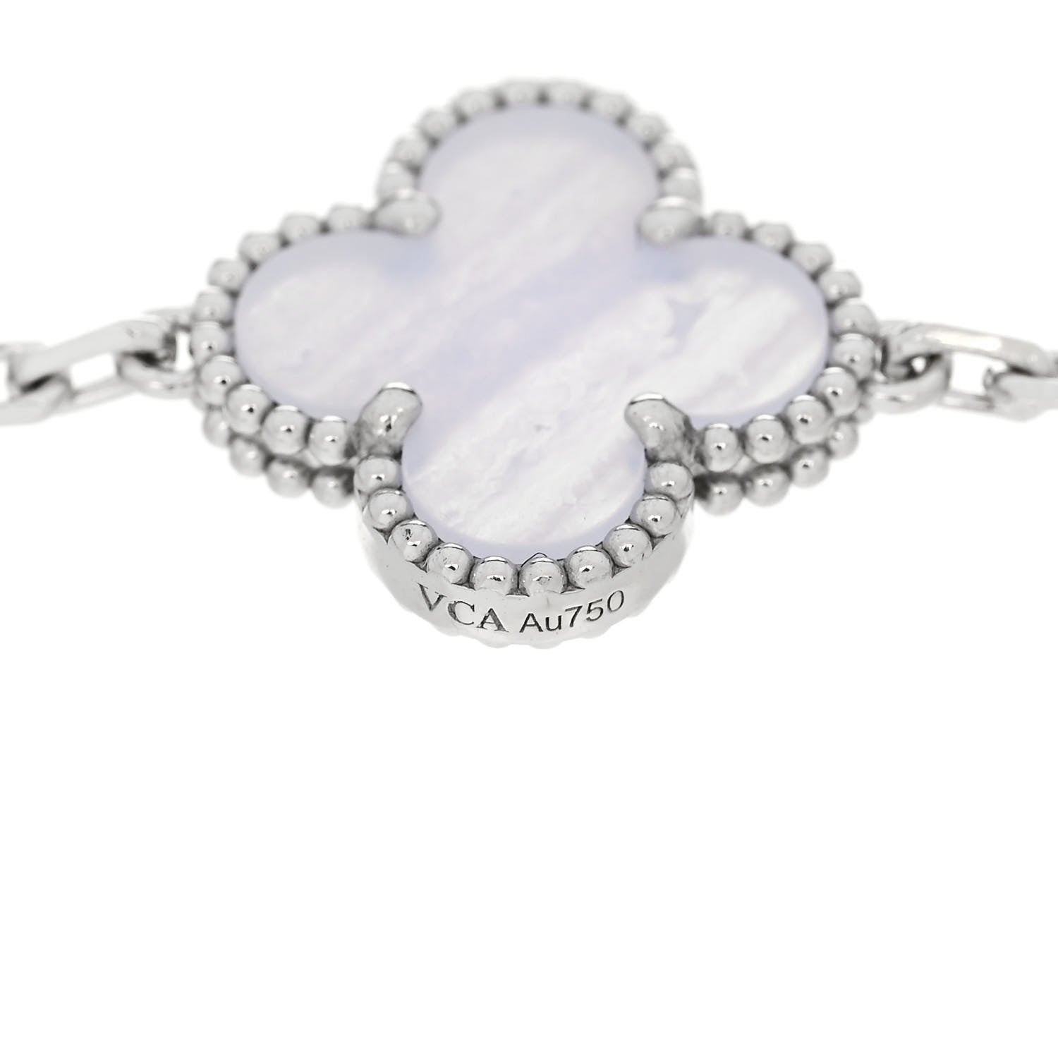 Van Cleef & Arpels 18K White Gold Chalcedony 5 Motifs Vintage Alhambra Bracelet 4 of 5