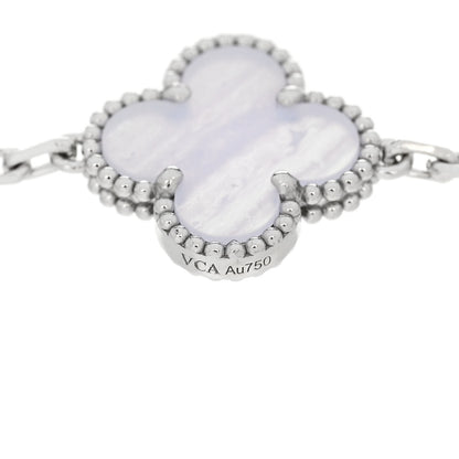 Van Cleef & Arpels 18K White Gold Chalcedony 5 Motifs Vintage Alhambra Bracelet 4 of 5
