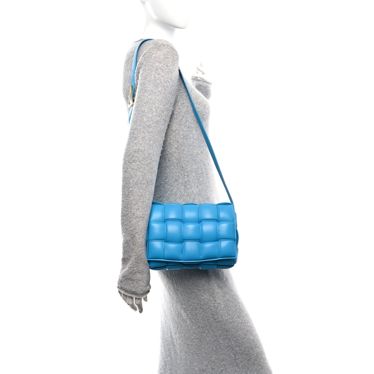 Nappa Maxi Intreccio Small Padded Cassette Crossbody Bag Pool