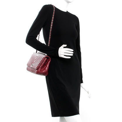 Chanel Lambskin Surpique Chevron Medium Single Flap Dark Red 2 of 10