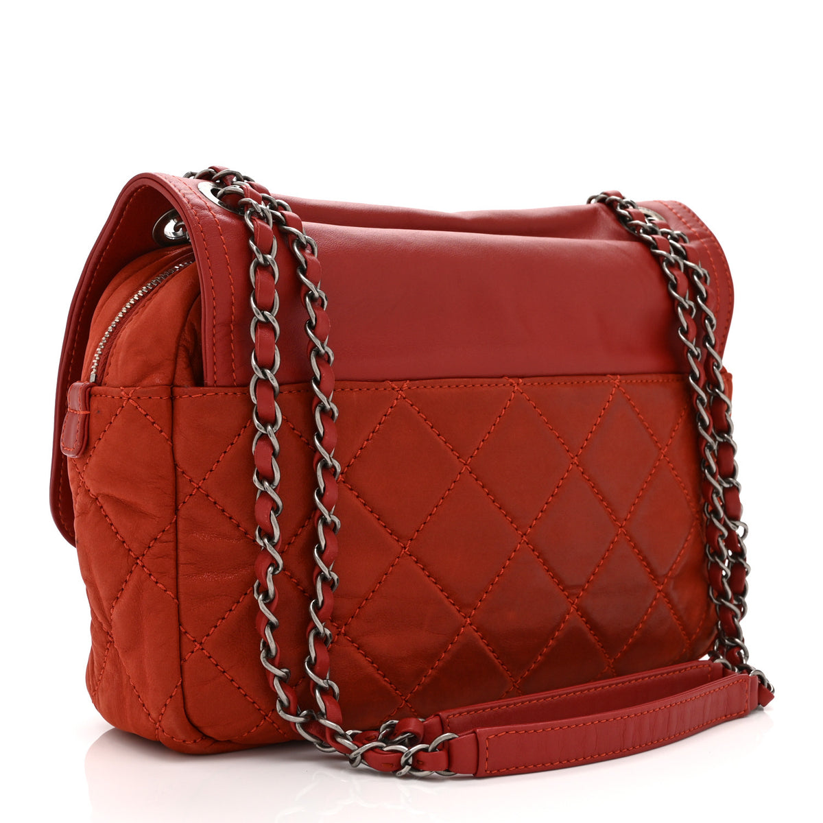Iridescent Calfskin Medium In the Mix Flap Red