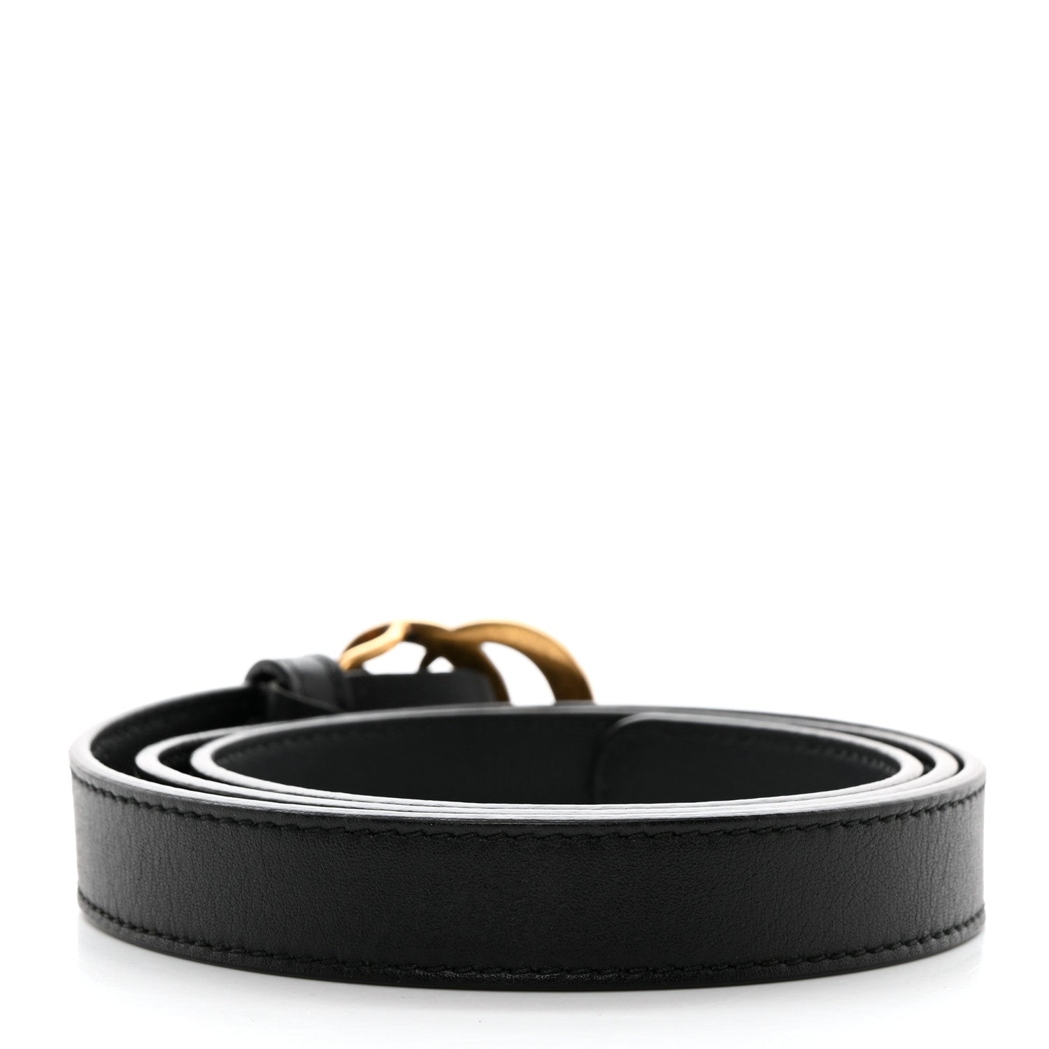 Gucci Moon Calfskin Pearl Double G 20mm Belt 80 32 Black Cream 2 of 5