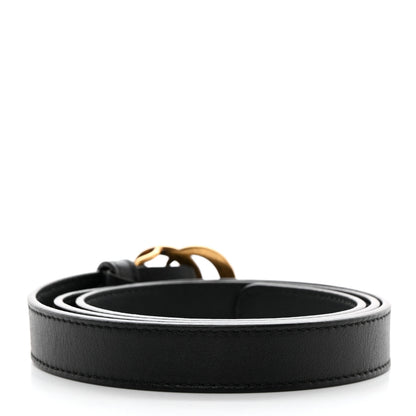 Gucci Moon Calfskin Pearl Double G 20mm Belt 80 32 Black Cream 2 of 5