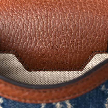 Gucci New Denim GG Monogram Dollar Calfskin Mini Horsebit 1955 Crossbody Bag Blue Tea Cuir Epilog 6 of 10